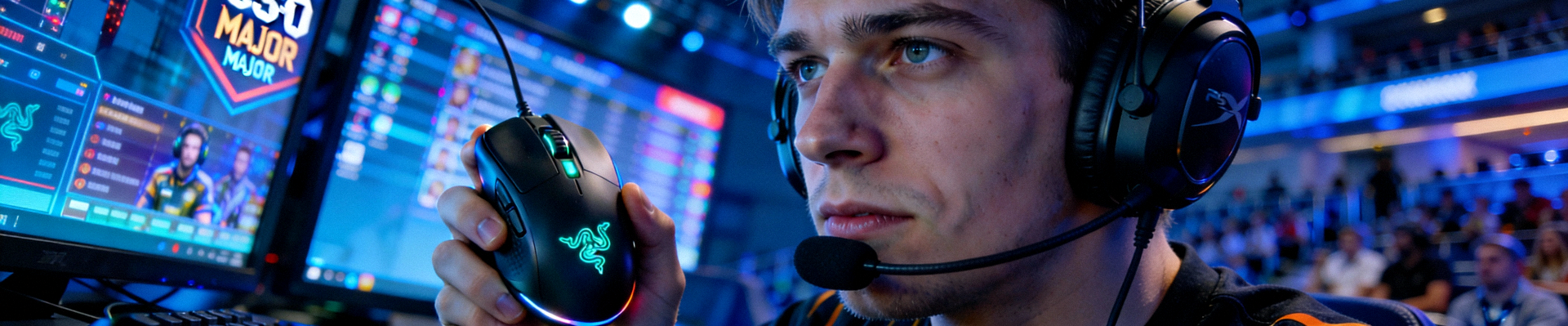 CS:GO Major锦标赛职业选手专注比赛的特写镜头