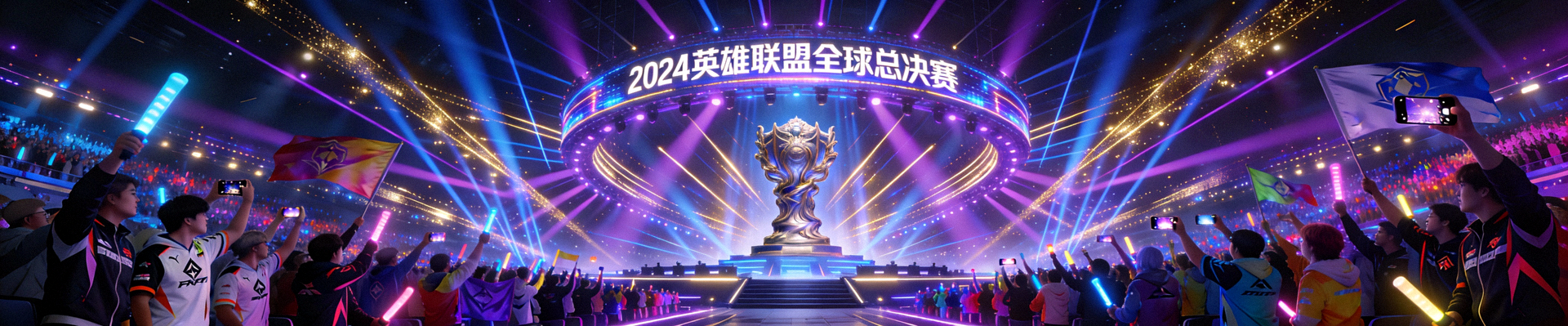 英雄联盟全球总决赛现场盛况 - 巨大的舞台、绚丽的灯光和热情的观众